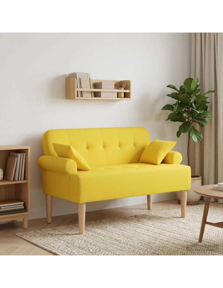 Loveseat con bottoni imbottiti Giallo Chiaro 120 x 65 x 79 cm