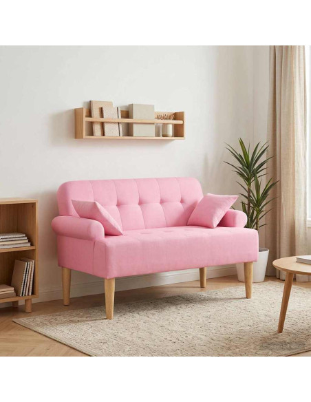 Loveseat con bottoni imbottiti Rosa 120 x 65 x 79 cm Tessuto