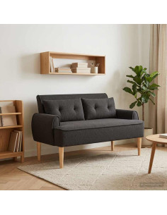 Loveseat con bottoni imbottiti Nero 117 x 67 x 77 cm Bouclé