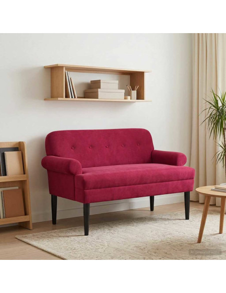 Loveseat con bottoni imbottiti Rosso Vino 120 x 66 x 78 cm