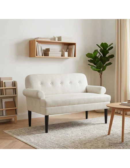 Loveseat con bottoni imbottiti Crema 120 x 66 x 78 cm