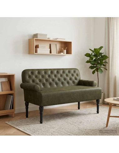 Loveseat con bottoni imbottiti Verde militare 120 x 65 x 78 cm