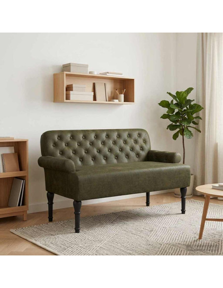 Loveseat con bottoni imbottiti Verde militare 120 x 65 x 78 cm