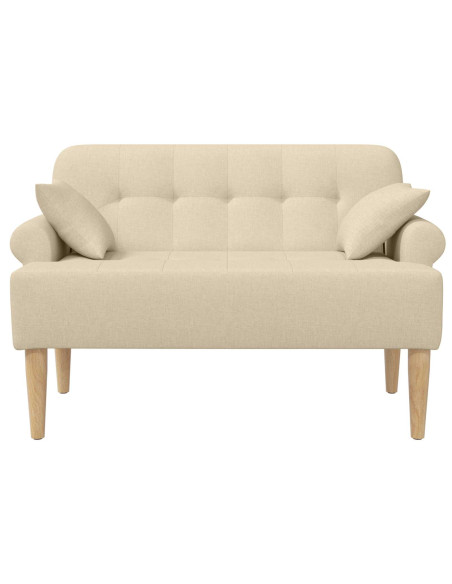 Loveseat con bottoni imbottiti Crema 120 x 65 x 79 cm Tessuto