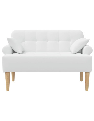 Loveseat con bottoni imbottiti Bianco 120 x 65 x 79 cm Tessuto