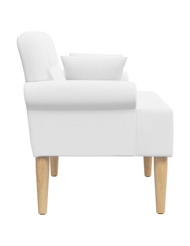 Loveseat con bottoni imbottiti Bianco 120 x 65 x 79 cm Tessuto
