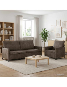 Set di divani 2 pcs Grigio Scuro Tessuto scamosciato sintetico