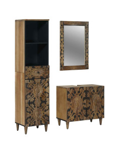 Set di mobili per il bagno con cassetto con porta 3 pcs Marrone
