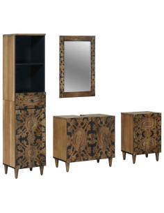 Set di mobili per il bagno con cassetto con porta 4 pcs Marrone