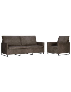 Set di divani 2 pcs Grigio Scuro Tessuto scamosciato sintetico 2