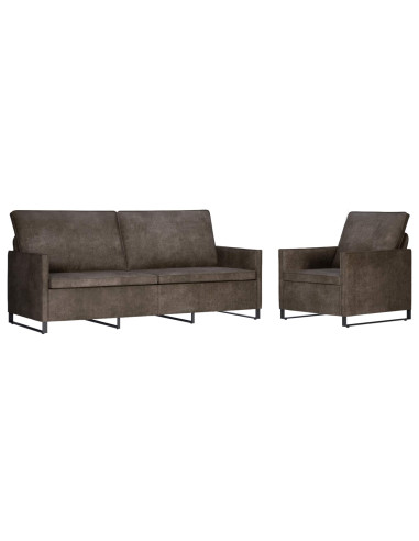 Set di divani 2 pcs Grigio Scuro Tessuto scamosciato sintetico