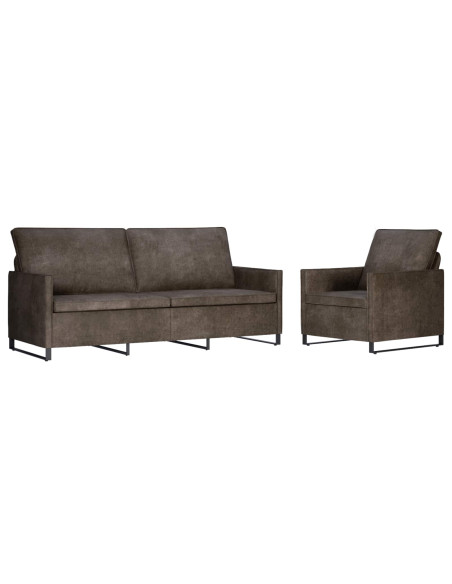Set di divani 2 pcs Grigio Scuro Tessuto scamosciato sintetico