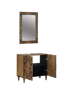 Set di mobili per il bagno Montaggio a parete 2 pcs Marrone 2