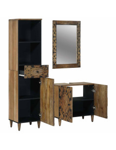 Set di mobili per il bagno con cassetto con porta 3 pcs Marrone 2