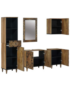 Set di mobili per il bagno con cassetto con porta 5 pcs Marrone 2