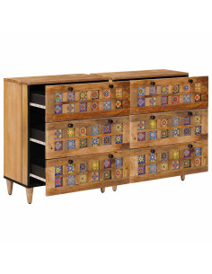 Credenza 2 pcs Naturale 60 x 33 x 75 cm Legno di mango massello 2