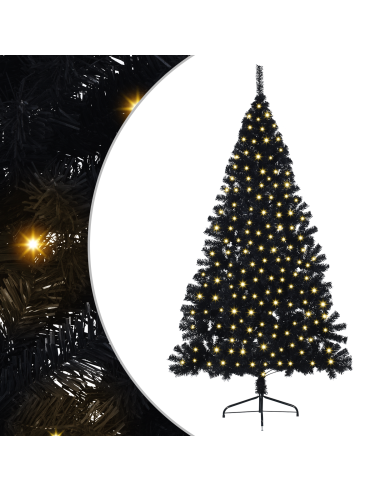 Albero di Natale artificiale con luci integrate Nero 240 cm PVC