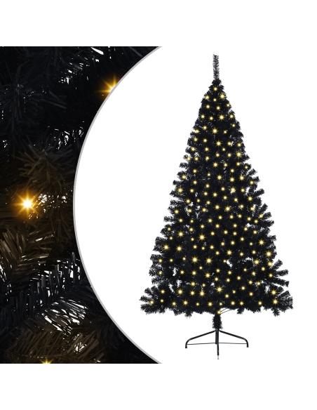 Albero di Natale artificiale con luci integrate Nero 240 cm PVC