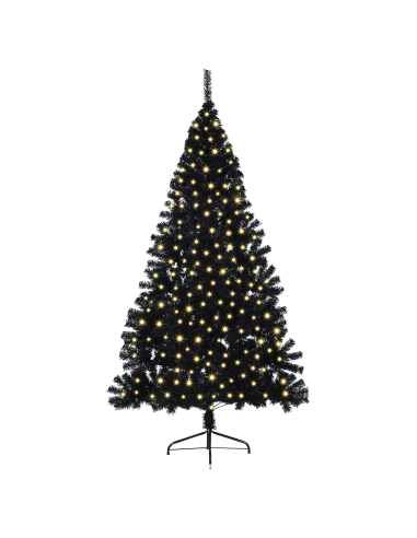 Albero di Natale artificiale con luci integrate Nero 240 cm PVC