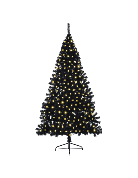 Albero di Natale artificiale con luci integrate Nero 240 cm PVC
