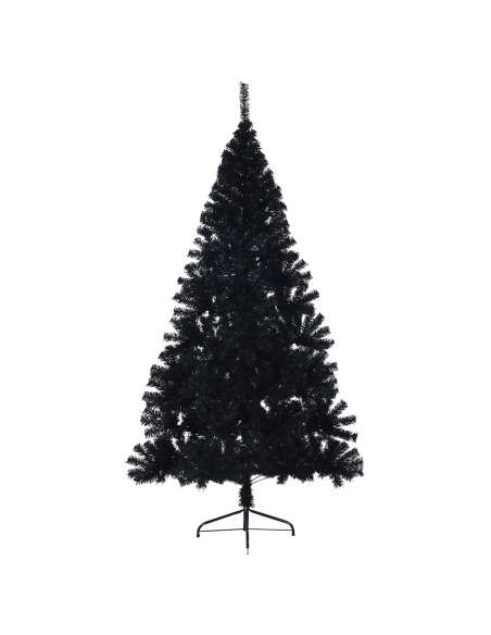Albero di Natale artificiale con luci integrate Nero 240 cm PVC