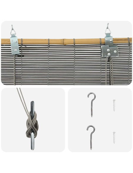 Tenda a rullo Grigio 100 x 220 cm Bambù