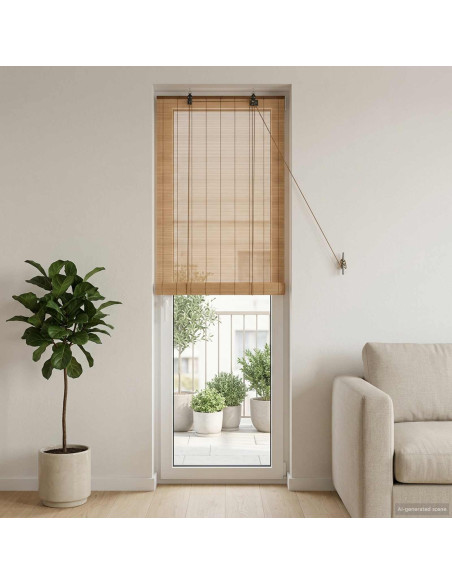 Tenda a rullo Marrone 60 x 220 cm Bambù