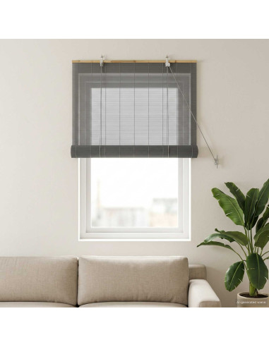 Tenda a rullo Grigio 40 x 160 cm Bambù