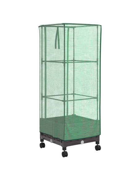 Vaso da Giardino con Copertura per Serra e Ruote Marrone PP