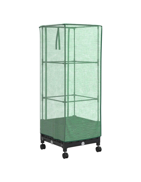 Vaso da Giardino con Copertura per Serra e Ruote Nero PP