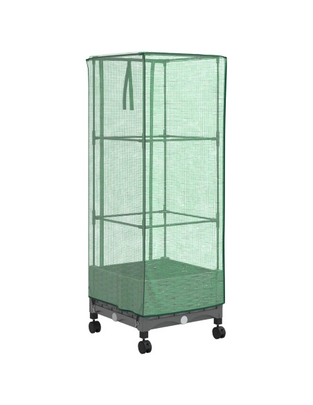 Vaso da Giardino con Copertura per Serra e Ruote Grigio Chiaro
