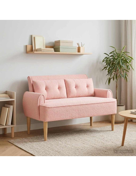 Loveseat con bottoni imbottiti Rosa 117 x 67 x 77 cm Bouclé