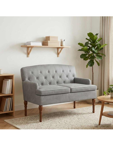 Loveseat con bottoni imbottiti Grigio Chiaro 111 x 65 x 79 cm