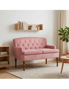 Loveseat con bottoni imbottiti Rosa 111 x 65 x 79 cm Velluto