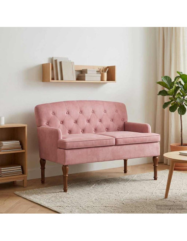 Loveseat con bottoni imbottiti Rosa 111 x 65 x 79 cm Velluto