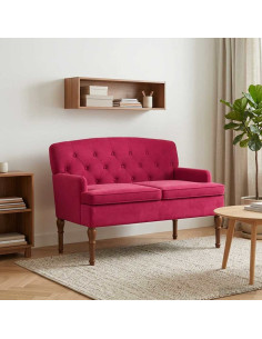 Loveseat con bottoni imbottiti Rosso Vino 111 x 65 x 79 cm
