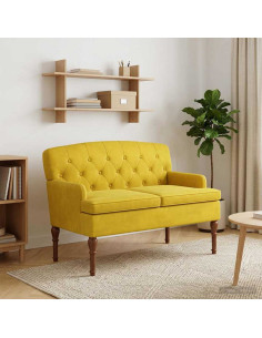 Loveseat con bottoni imbottiti Giallo Chiaro 111 x 65 x 79 cm