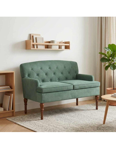 Loveseat con bottoni imbottiti Verde Mare 111 x 65 x 79 cm