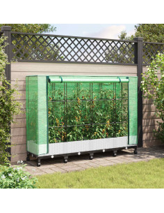 Vaso da Giardino con Copertura per Serra e Ruote 4 pz Bianco PP