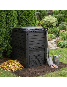 Compostiera da giardino Nero 59,5 x 60 x 81,5 cm 280 l 100% PP