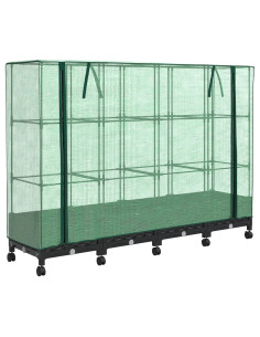 Vaso da Giardino con Copertura per Serra e Ruote 4 pz Nero PP 2