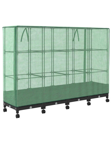Vaso da Giardino con Copertura per Serra e Ruote 4 pz Nero PP