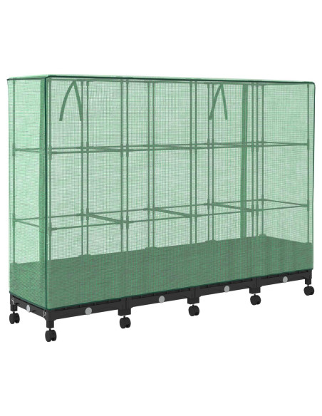 Vaso da Giardino con Copertura per Serra e Ruote 4 pz Nero PP