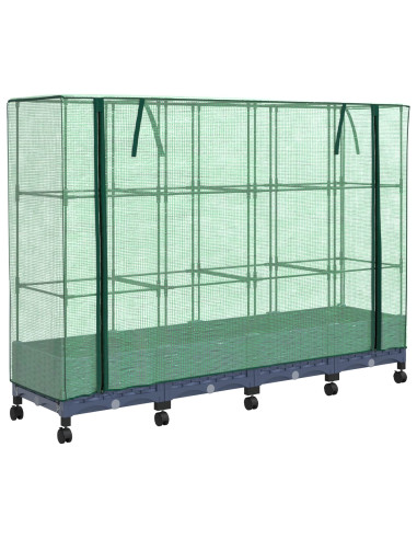 Vaso da Giardino con Copertura per Serra e Ruote 4 pz PP