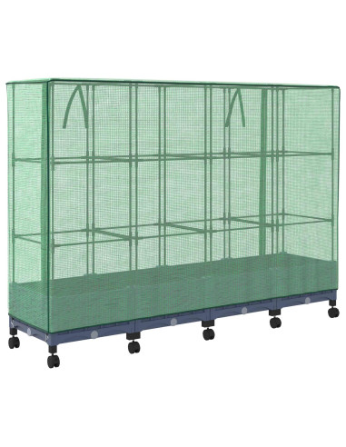 Vaso da Giardino con Copertura per Serra e Ruote 4 pz PP