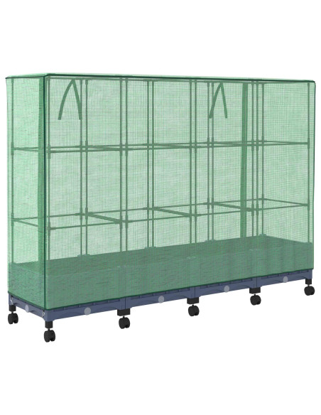 Vaso da Giardino con Copertura per Serra e Ruote 4 pz PP