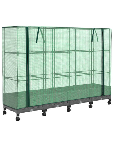 Vaso da Giardino con Copertura per Serra e Ruote 4 pz PP
