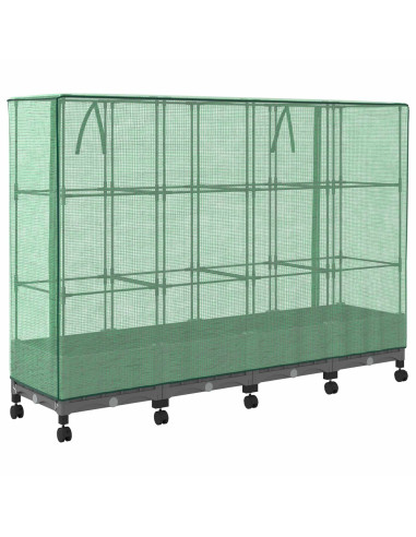 Vaso da Giardino con Copertura per Serra e Ruote 4 pz PP