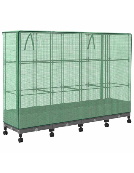 Vaso da Giardino con Copertura per Serra e Ruote 4 pz PP