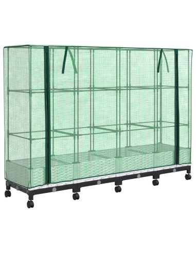 Vaso da Giardino con Copertura per Serra e Ruote 4 pz Bianco PP